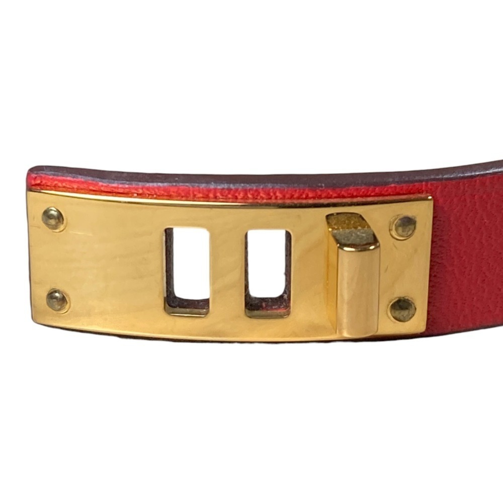 HERMES Hermes As de Coeur Heart Motif Leather Bracelet T2 Red Gold Color Women's - Picture 11 of 13